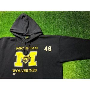 Vintage Michigan Wolverines Mens Blue Sweatshirt Hoodie Size XL
